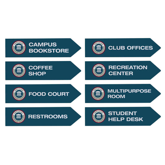 Wayfinding Arrow Sign Post Set of Eight Graphic Signs