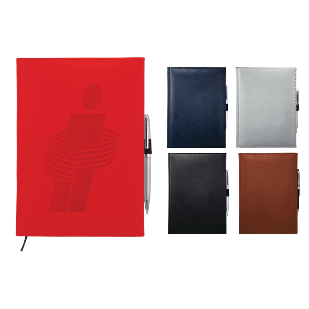 Front View of Red FSC® Mix 7" x 10" Pedova™ Large Bound Journal