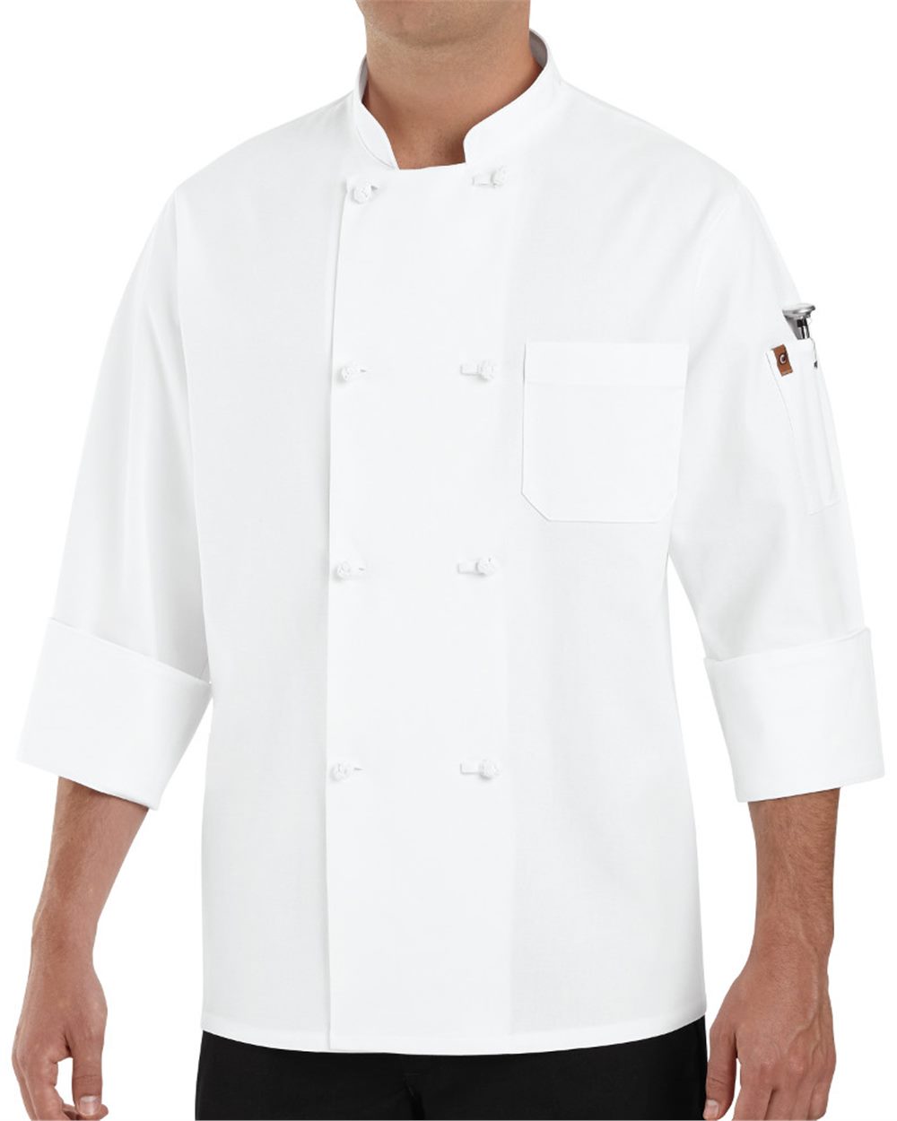 Eight Knot Button Chef Coat with Thermometer Pocket - 0414