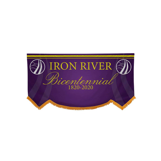 3' x 6' Parade Banner Scallop Bottom Graphic with Gold Fringe