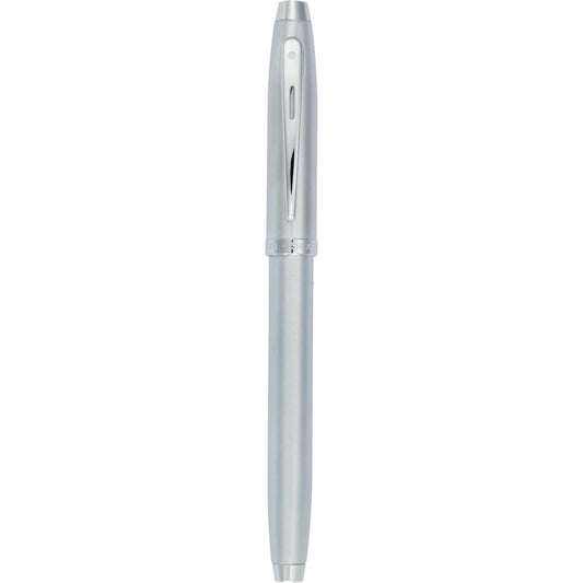 Front View of Silver Sheaffer® 100 Brushed Chrome Roller Ball
