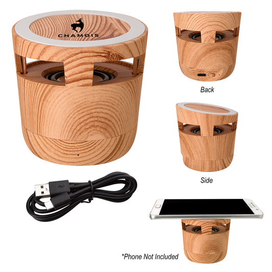 WOOD COLOR Woodgrain Wireless Charging Pad And Speaker 2.0