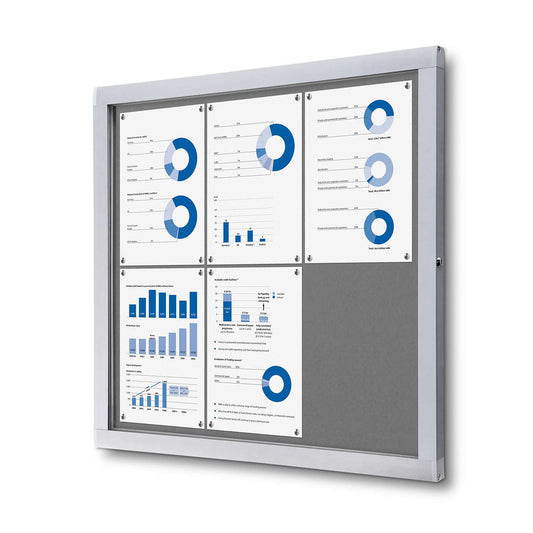 29"W x 28"H Felt Enclosed Bulletin Board Grey