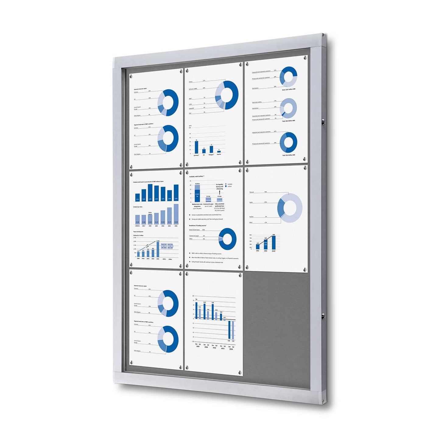 29"W x 40"H Felt Enclosed Bulletin Board Grey