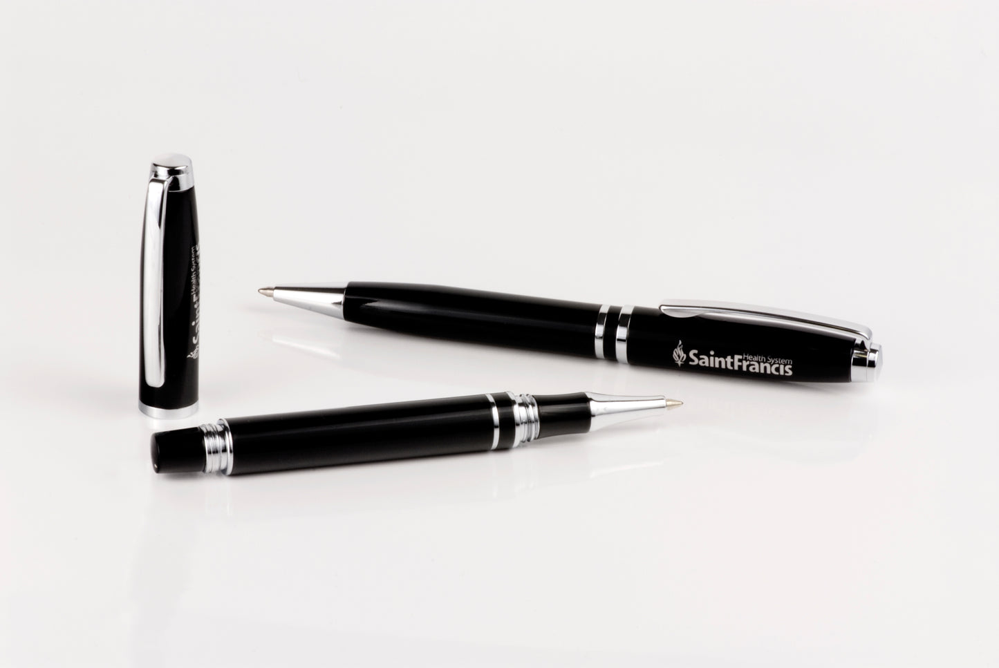 Ispin Twist Action Ballpoint Pen & Screw Off Cap Rollerball Set