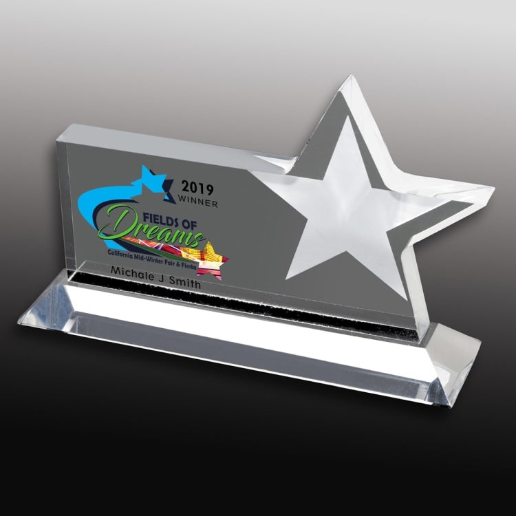 Clear Horizontal Acrylic Star Award - 4 Color Process