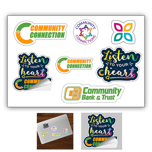 "CustomCut ™" Full Color Custom Shape Removable Vinyl Sticker Sheets (4"x 6")