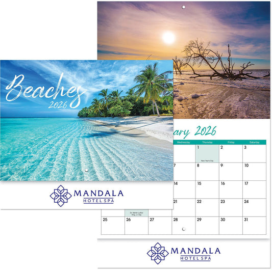 BEACHES STAPLED WALL CALENDAR