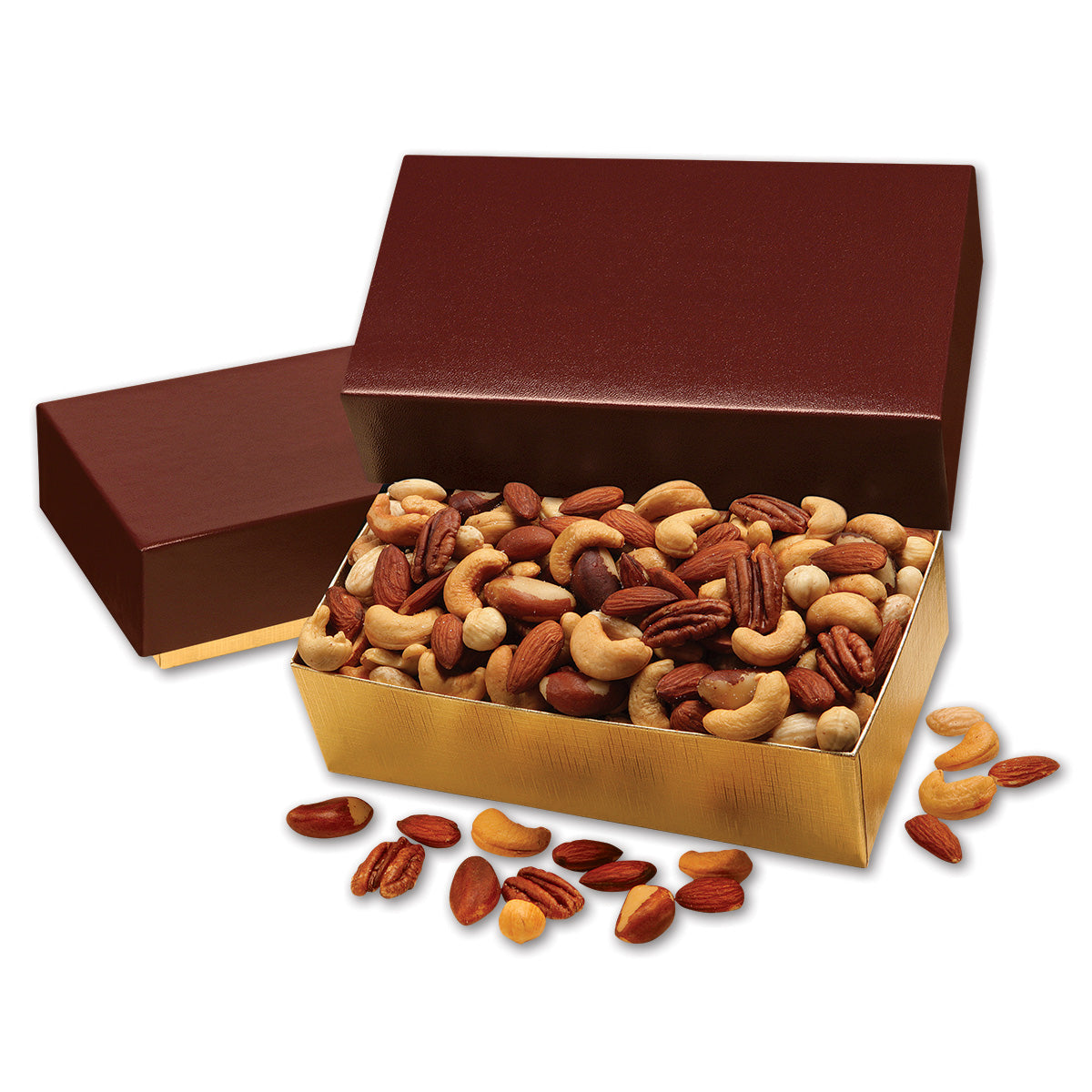 Deluxe Mixed Nuts in Burgundy & Gold Gift Box