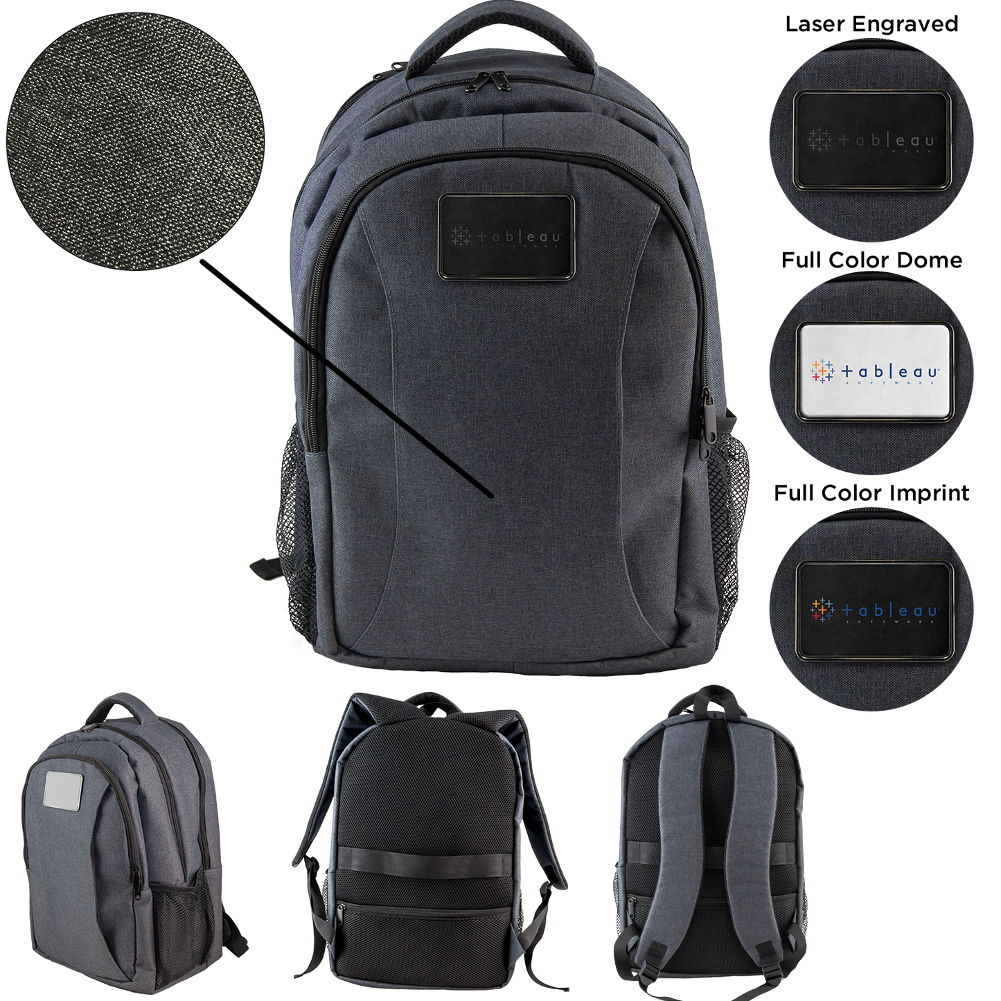 Grey 3 Zippers Large Storage Backpack