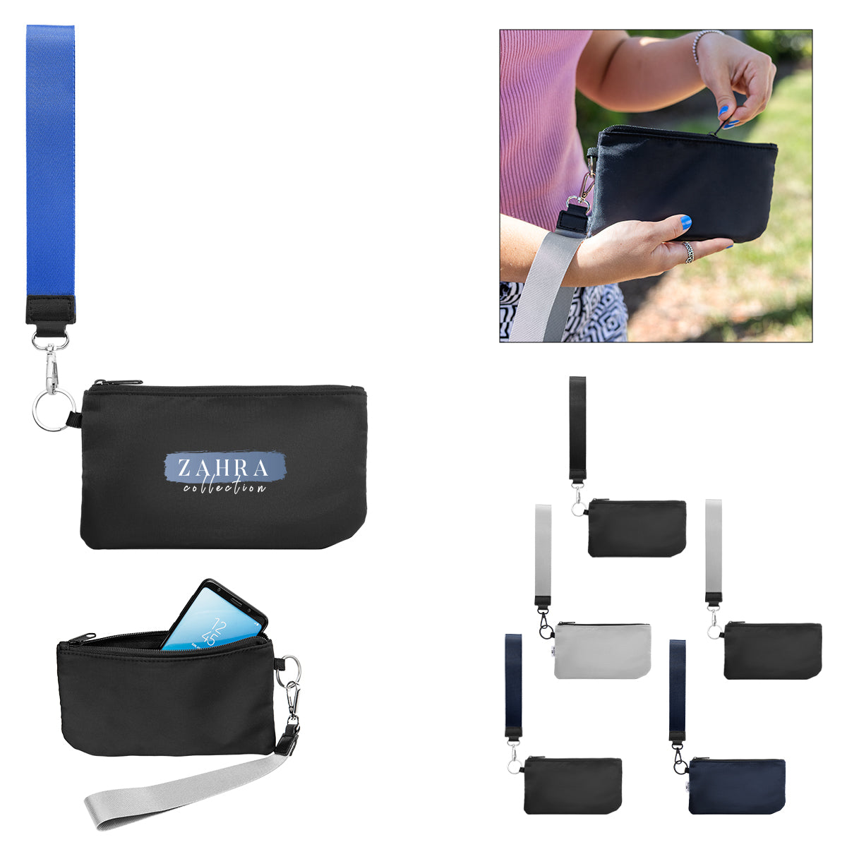 BLACK Anywhere rPET Wristlet Pouch