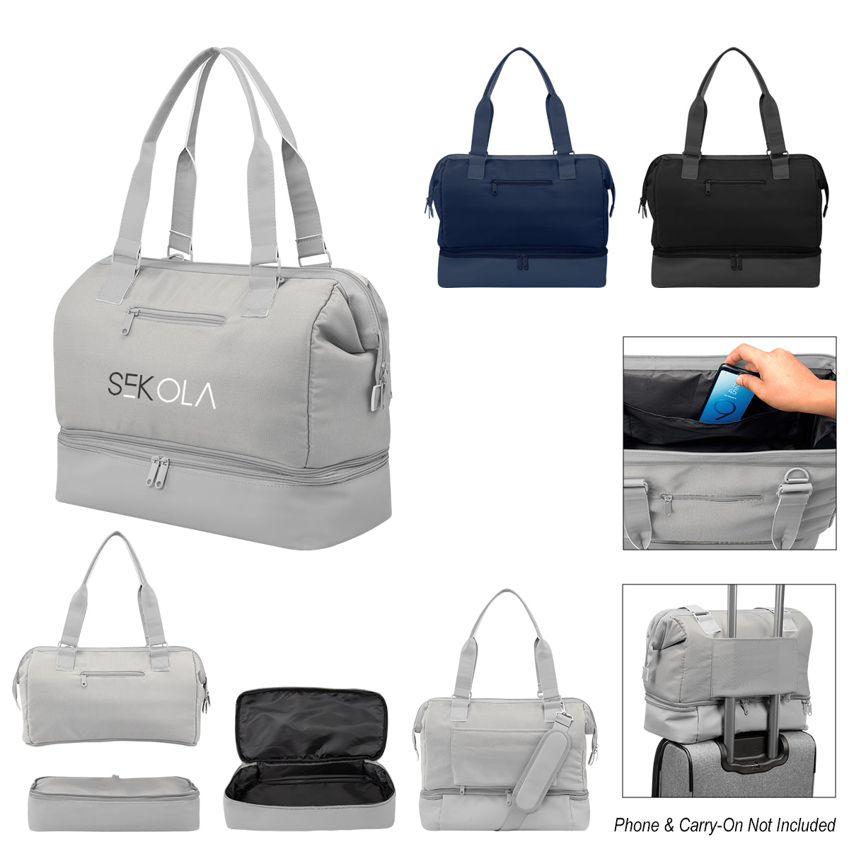 BLACK The Weekender Mini Travel Bag With Drop Bottom