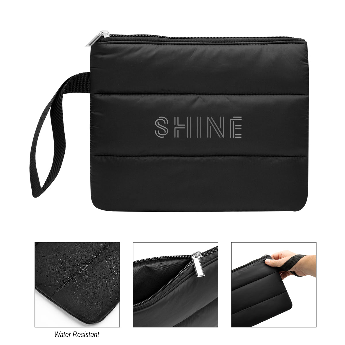 BLACK Chelsea Puffer Wristlet Pouch