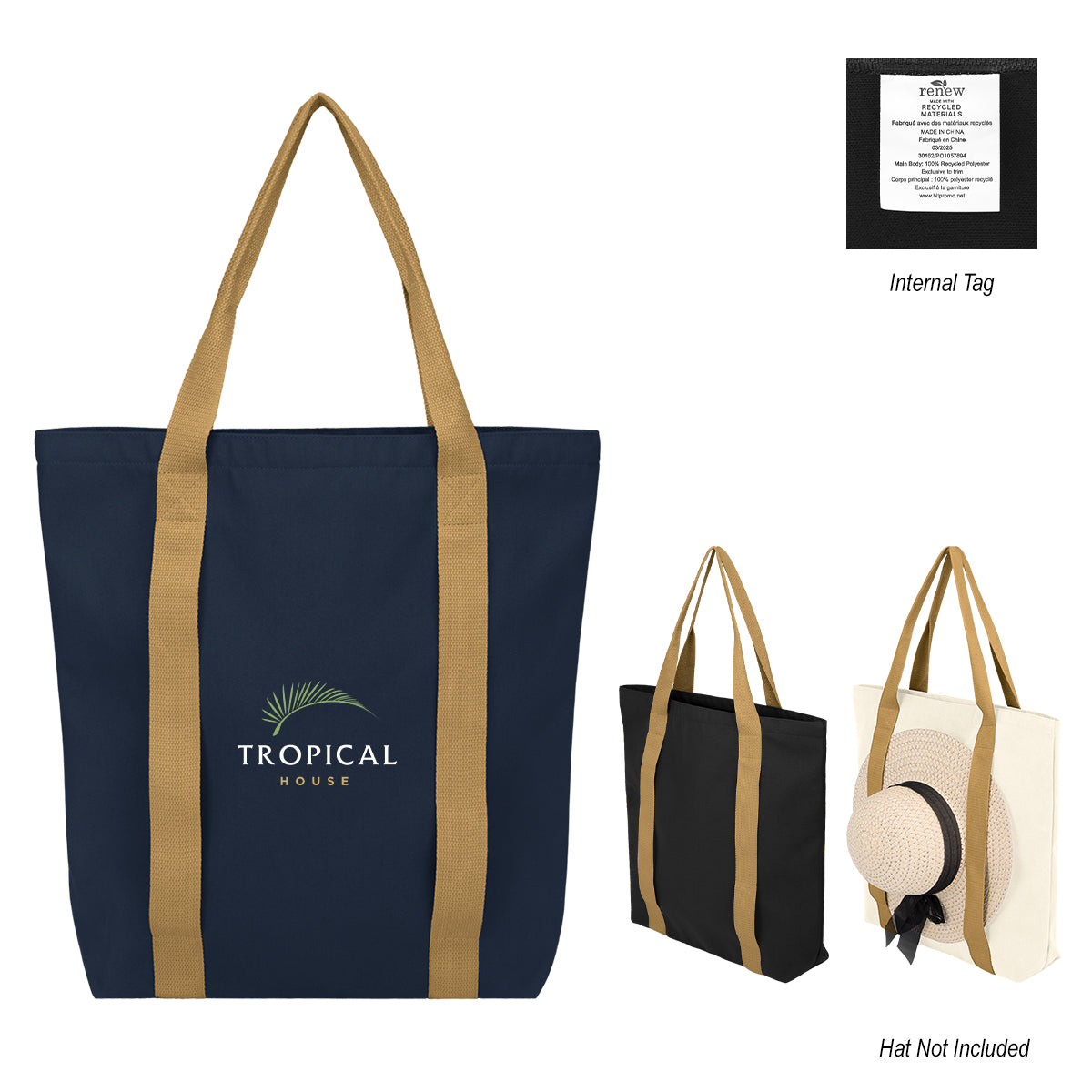 BLACK WITH BROWN Sunset Boulevard rPET Tote Bag