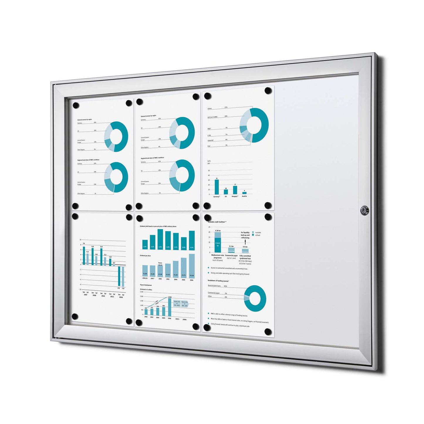 30"W x 40"H Indoor Enclosed Bulletin Board Silver FR