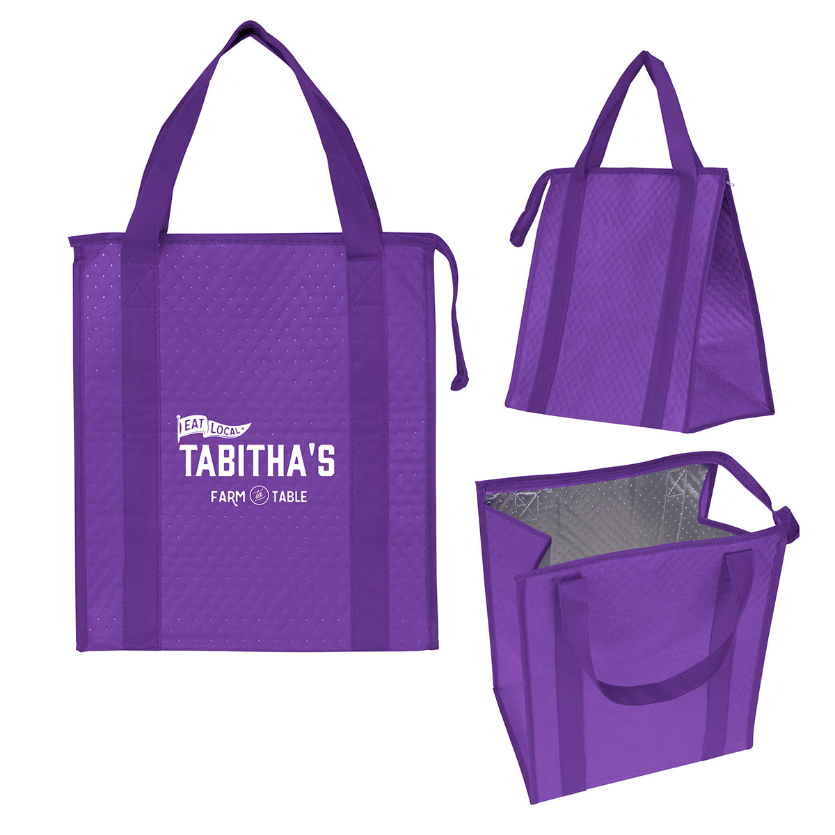 VIOLET BLUE Dimpled Non-Woven Cooler Tote Bag