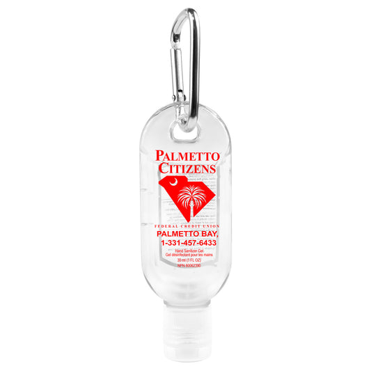 “SanGo L” 1.8 oz Hand Sanitizer Antibacterial Gel in Flip-Top Bottle with Carabiner