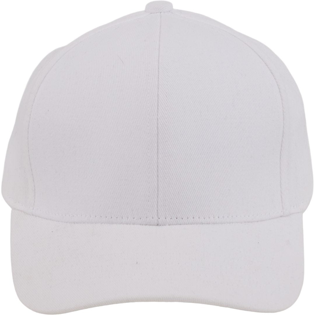 Front View of White Recycled Cotton Twill 6 Panel Ballcap - Unisex