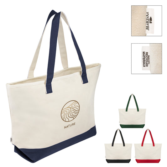 NATURAL WITH BLACK Large Starboard Recycled Cotton Canvas Tote Bag