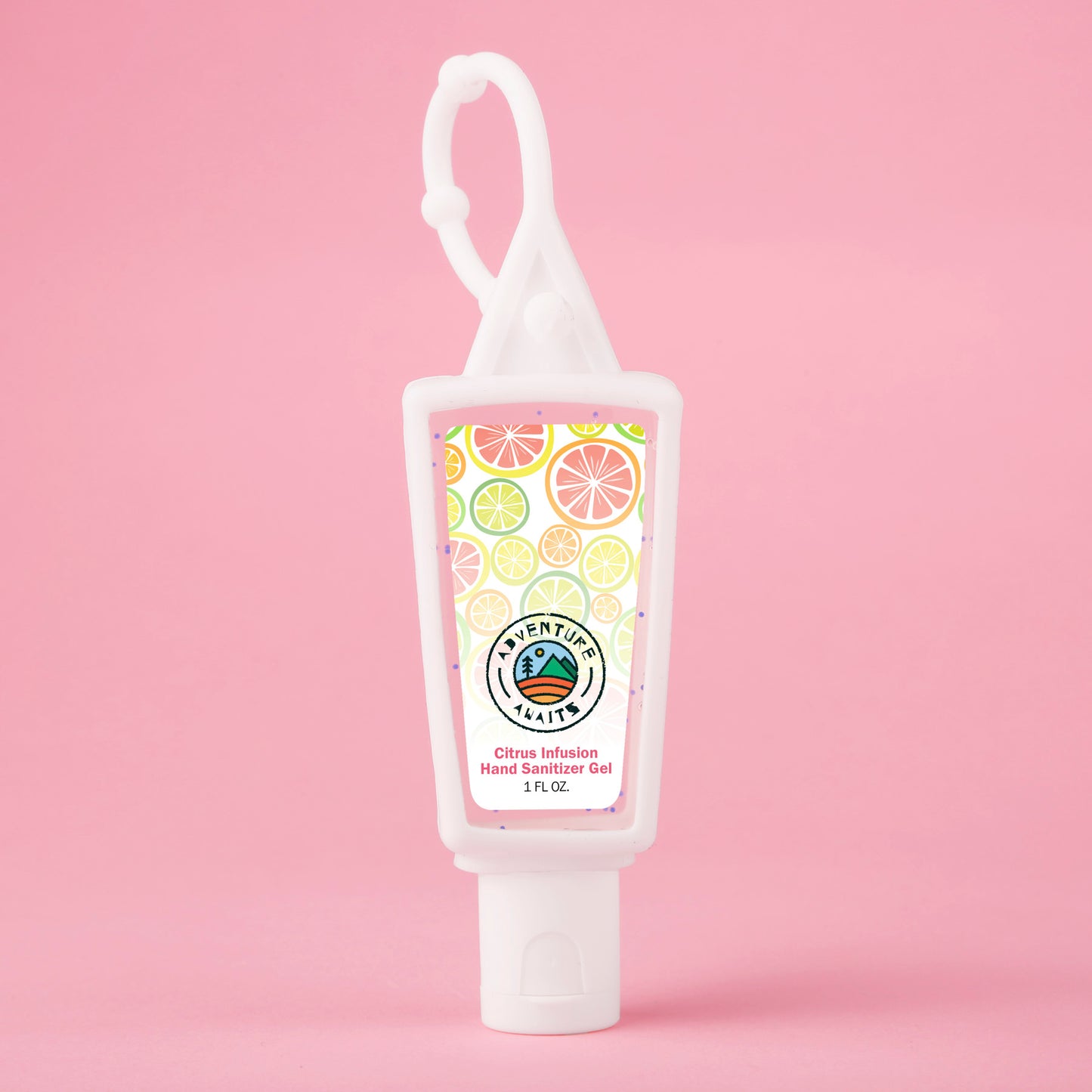 Hand Sanitizer Gel With Moisture Beads: 1 oz Triangle Bottle with Carabiner