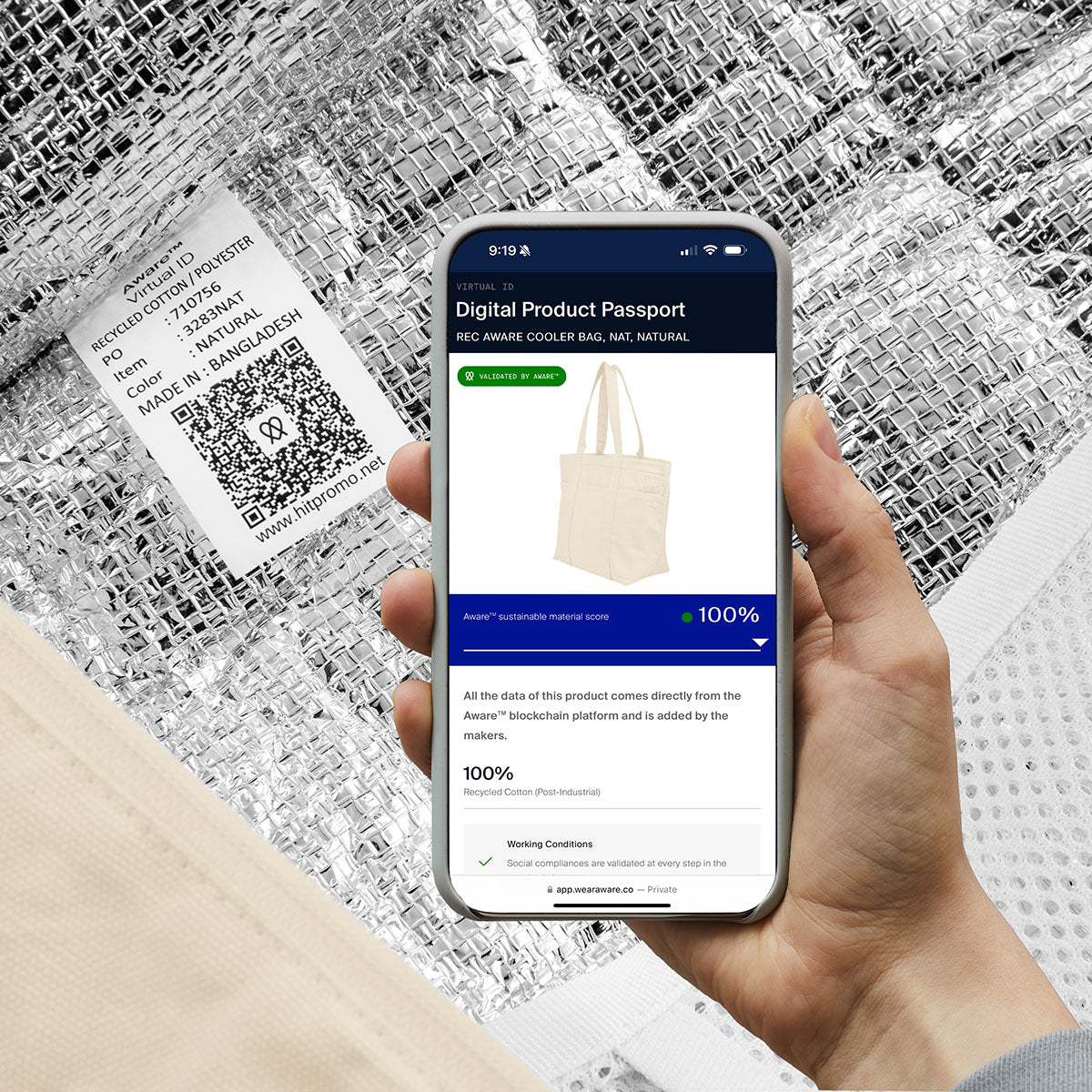 Aware™ 8 Oz. 20 Can Recycled Cotton Cooler Tote Bag