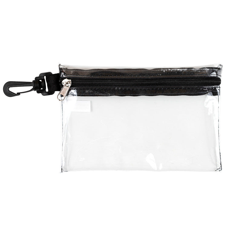 7-1/2” W x 5” H - “Milos” Large Zipper Storage Pouch Bag with Plastic Hook