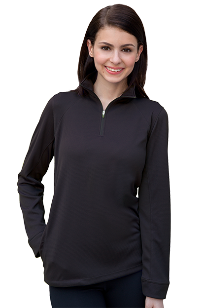 Black Women's Vansport Mesh 1/4-Zip Tech Pullover - XS