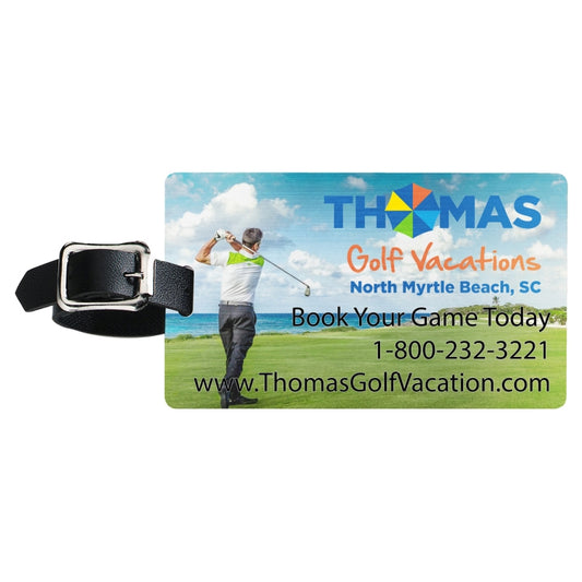 "Mustang" Brushed Aluminum Slip-In Pocket Luggage Bag Tag (PhotoImage Full Color)