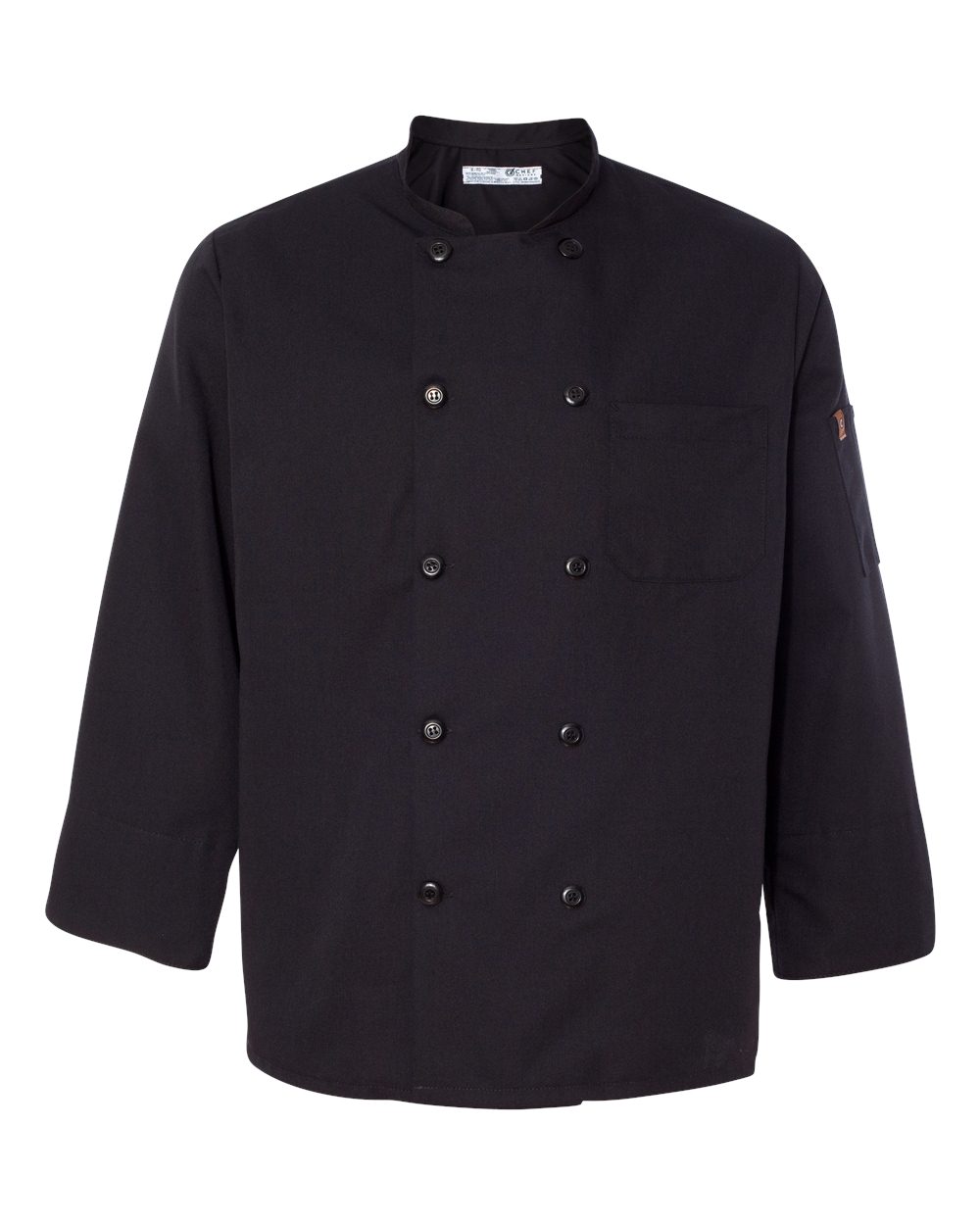 Ten Pearl Button Black Chef Coat - 0425