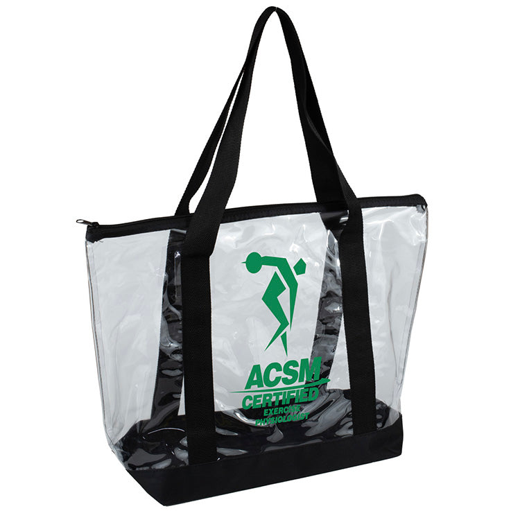 19”W x 13 ½”H x 6”Gusset - "BONDI" Jumbo Clear Zippered Tote Bag