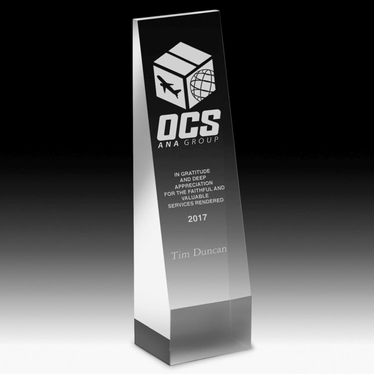 Laser Engraved Angeled Obelisk Award - 9"