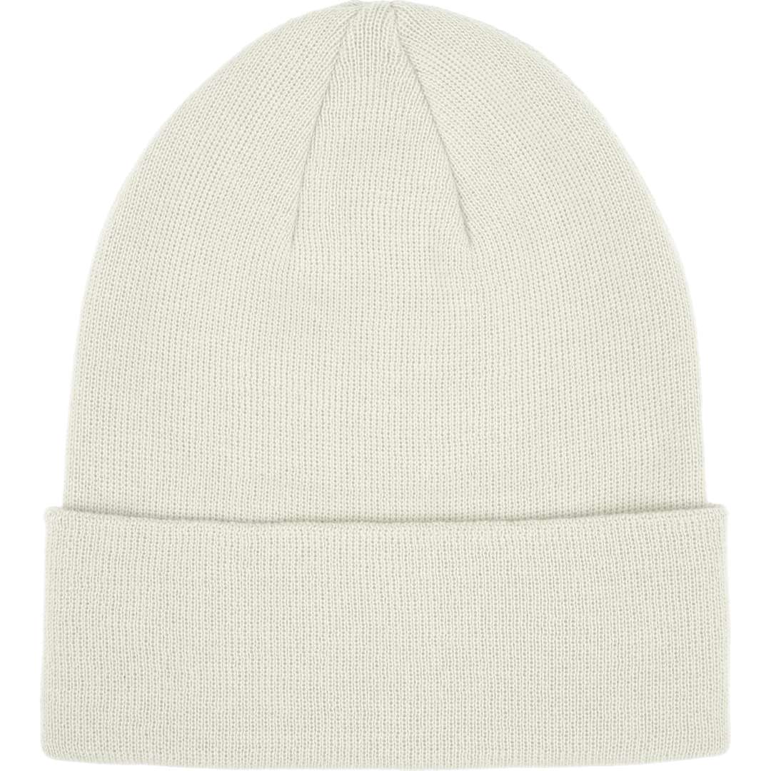 Front View of White Recycled Knit Beanie - Unisex