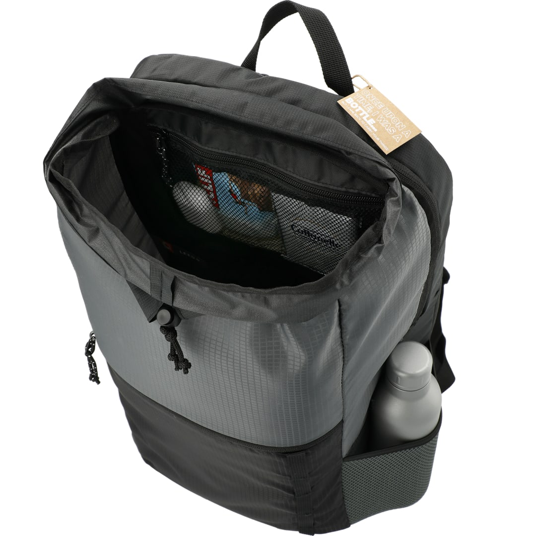 Front View of Black NBN Trailhead Recycled 15L Cinch Pack