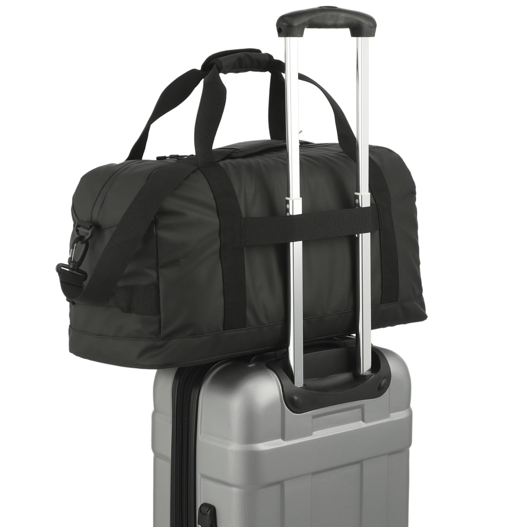 Front View of Black NBN All-Weather Recycled Duffel