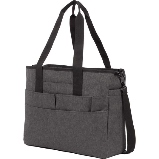 Front View of Gray Multi-Pocket Laptop Tote