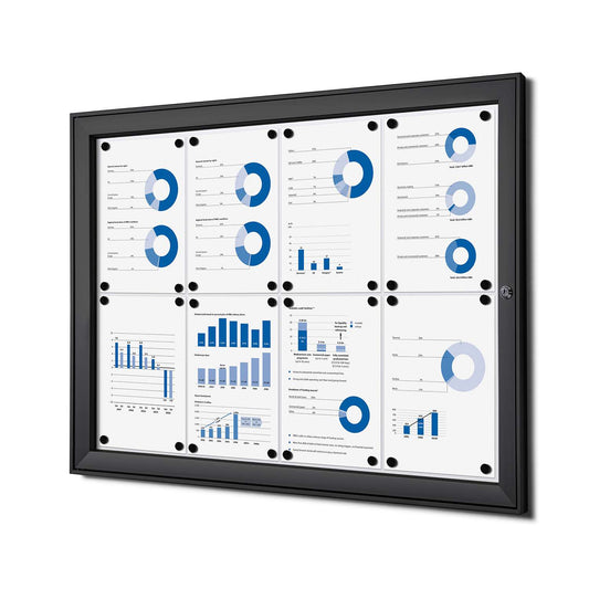 38"W x 28"H Indoor Enclosed Bulletin Board Black