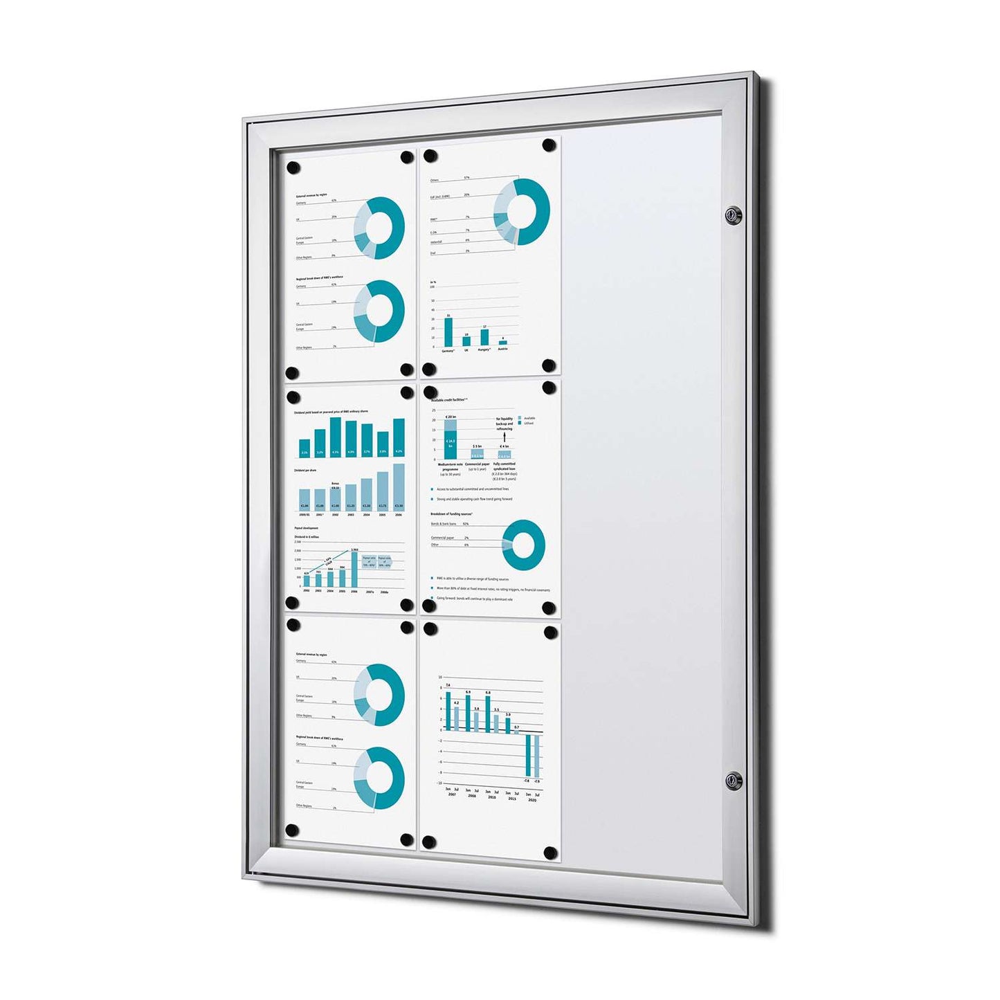 38"W x 28"H Indoor Enclosed Bulletin Board Silver FR