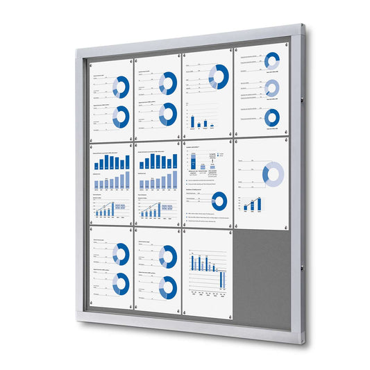 38"W x 40"H Felt Enclosed Bulletin Board Grey