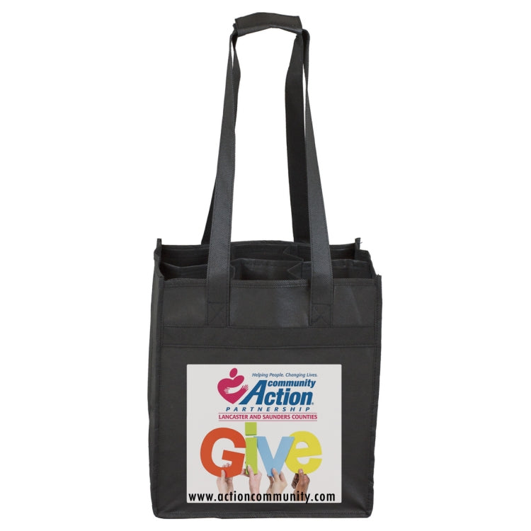 10"W x 11"H x 7”Gusset - "THE SONOMA" 6 Bottle Wine Tote Bag