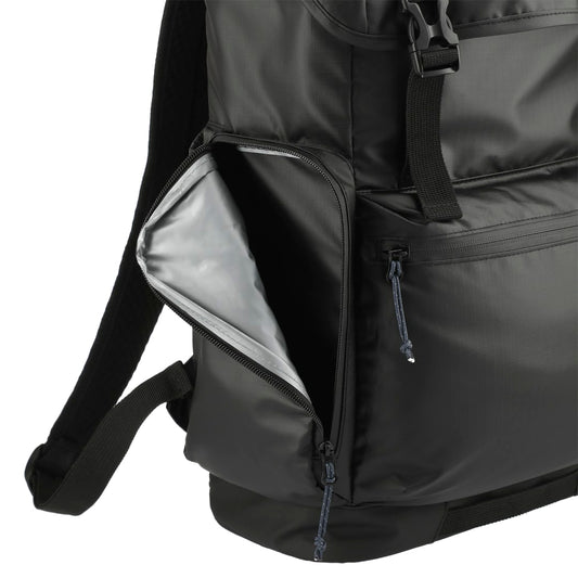 Front View of Black NBN Recycled Outdoor Rucksack