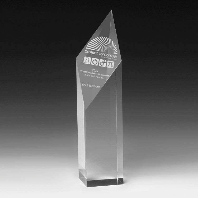 Screen Printed Acrylic Diamond Obelisk Award - 9"