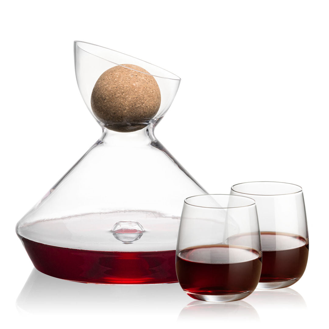 Woodbury Carafe w/Cork Stopper & Crestview Stemless Wine