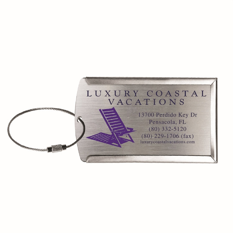 "Prestige" Brushed Metal Luggage Bag Tag
