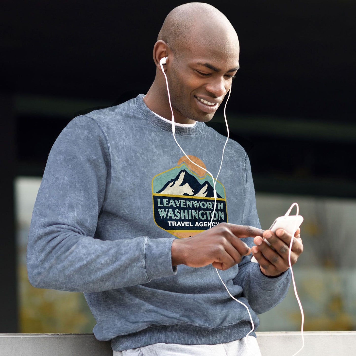 ACID WASHED CREW NECK SWEATSHIRT - SCREEN