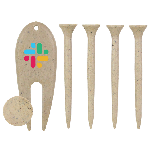 4 Coffee Golf Tees with Coffee Divot Tool and Ball Marker