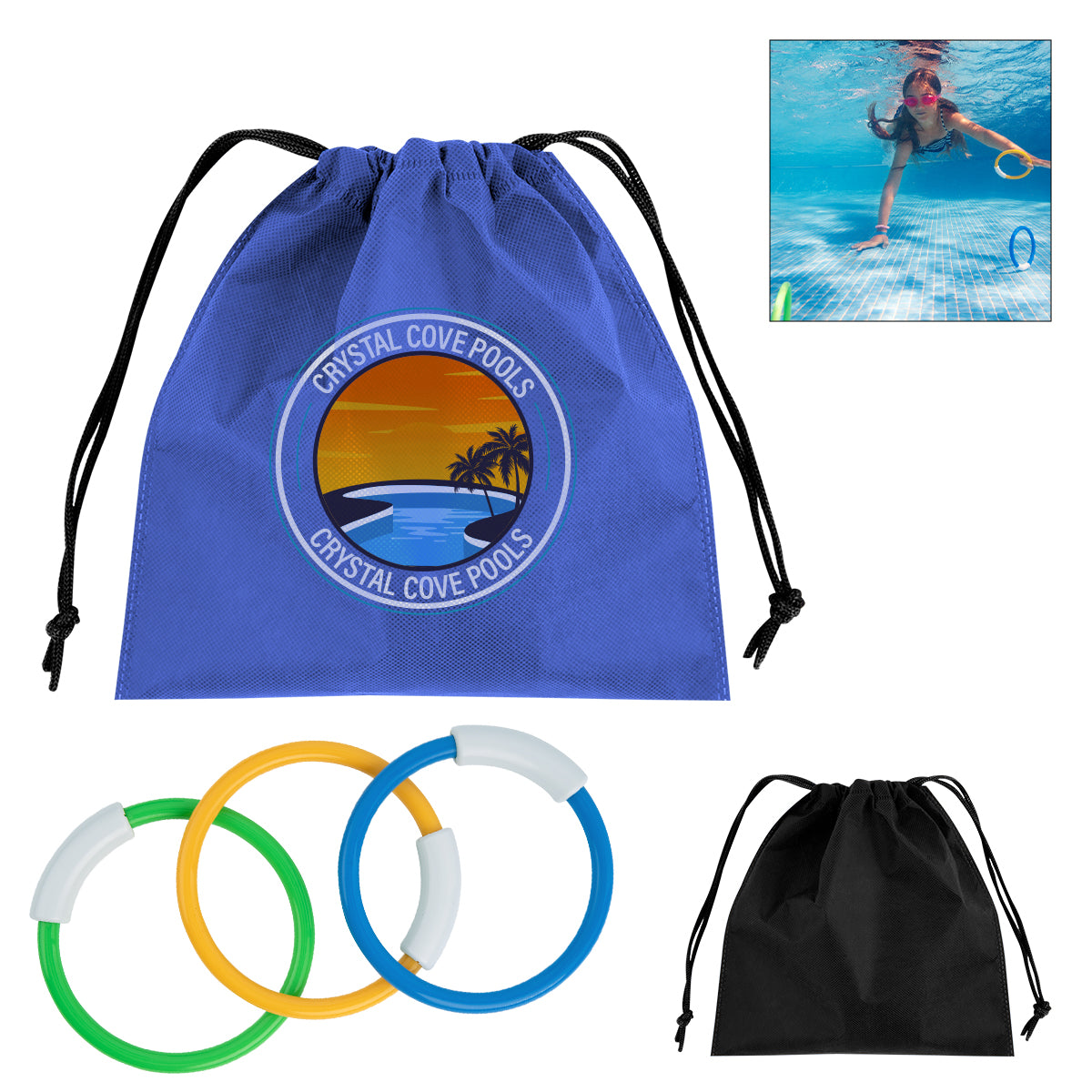 BLACK Hide & Go Swim rPET Diving Rings
