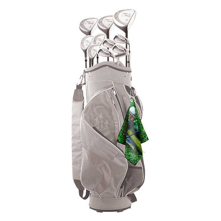 "THE WEDGE" Full Color Sublimation Recycled RPET 300 GSM Heavy Duty Golf Towel – 12” W x 12” H