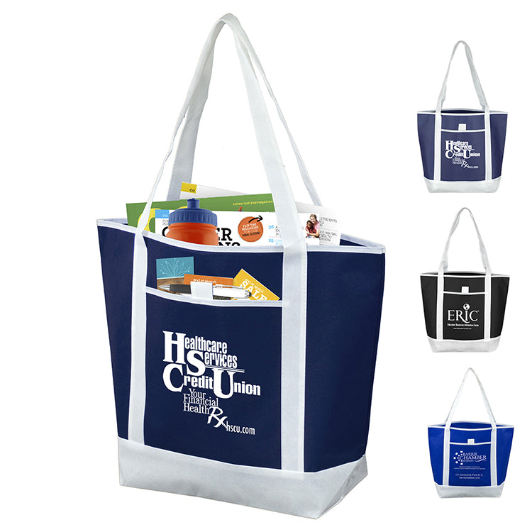 Lime Green 17-1/2"W x 13-1/2"H x 6"Gusset - "THE LIBERTY" Corporate, Travel and Beach Tote Bag