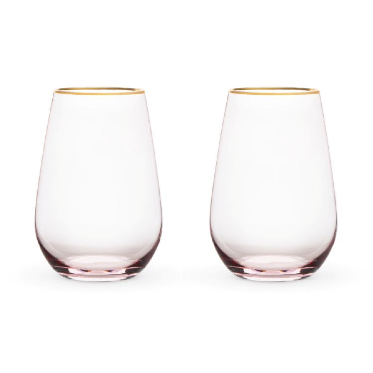 Twine Living® Rose Crystal Stemless Wine Glass