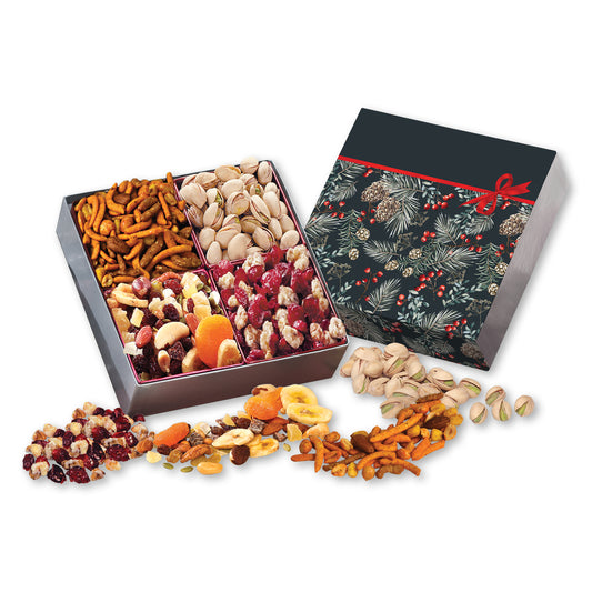 Gift Box with Gourmet Treats with Pine Boughs & Berries Sleeve